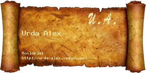 Urda Alex névjegykártya
